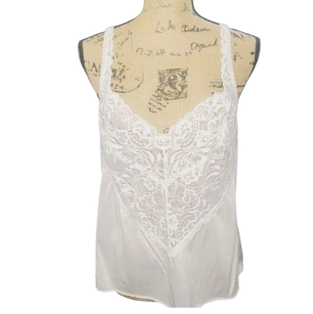 Vintage 90s Vanity Fair White Lace Coquette Camisole